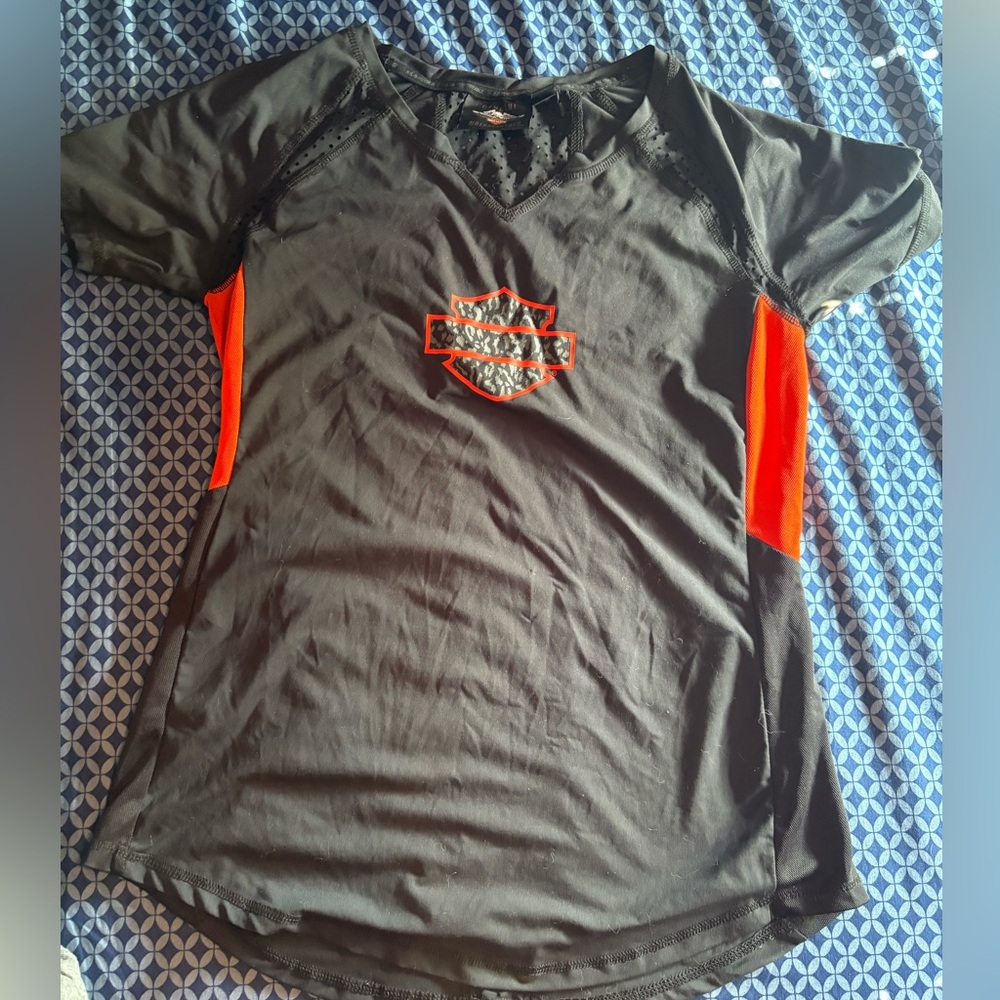 Harley-Davidson Black Shirt with Orange Logo